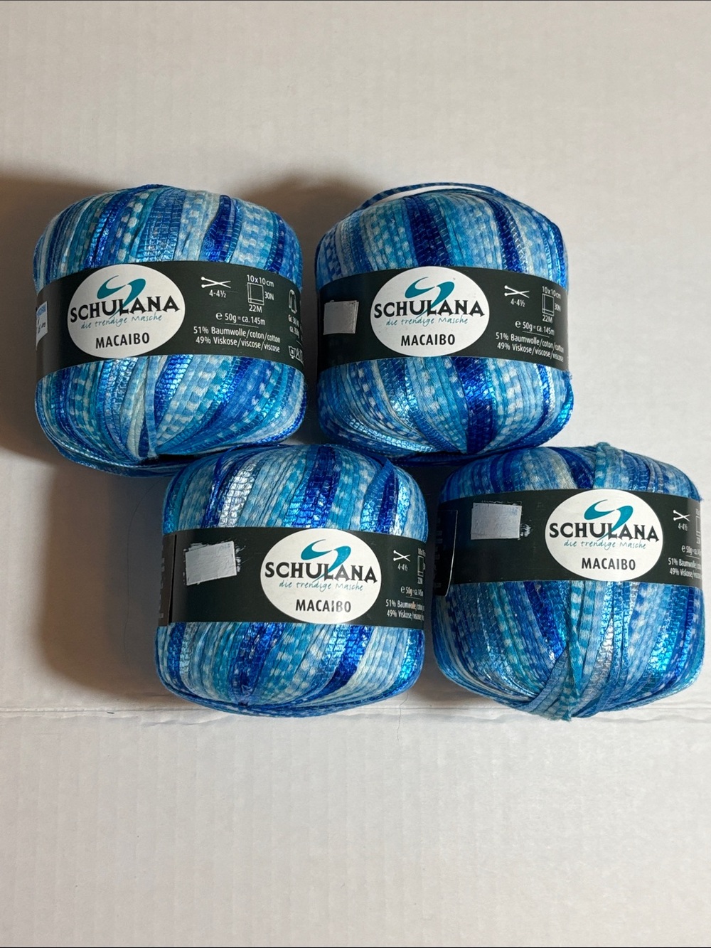 Macaibo Blue Variegated Yarn - 4-Pack